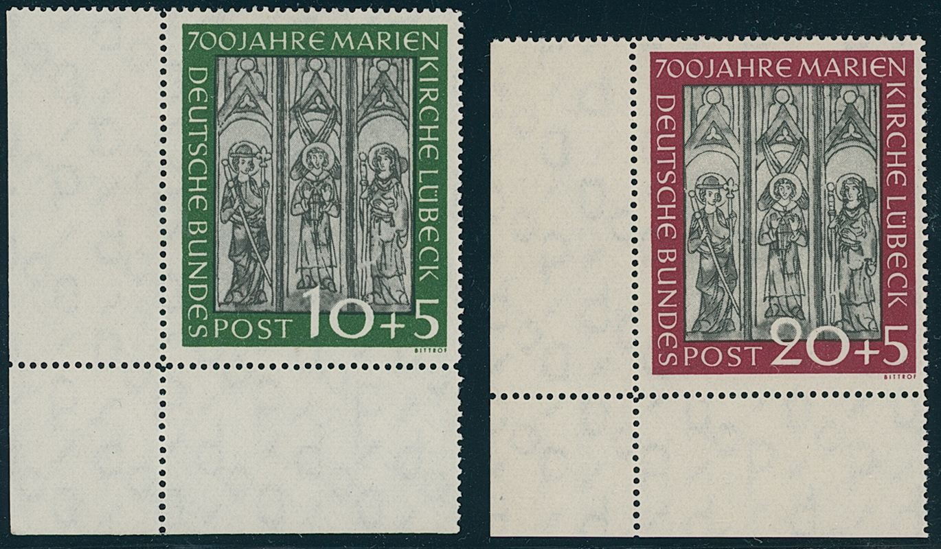BRD 1951 MiNr. 139-140 Bogenecke unten links
