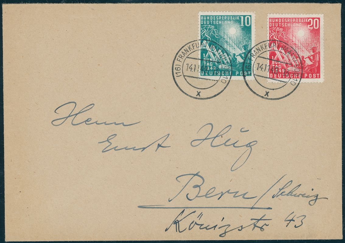 BRD 1949 MiNr. 111-112 portogerechter Auslandsbrief