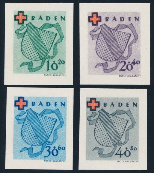FZ BADEN, MiNr. 42-45 B aus Block 2