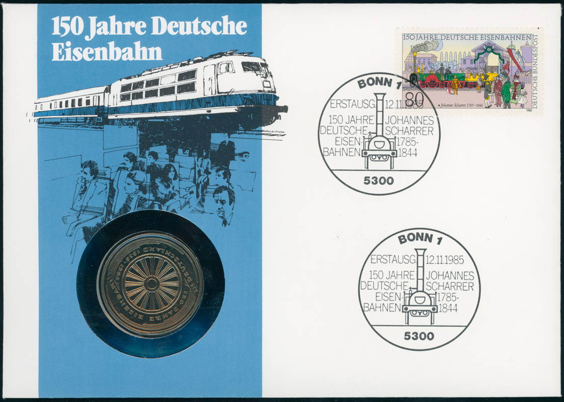 BRD 1985/1985 Numisbrief 150 Jahre Deutsche Eisenbahn