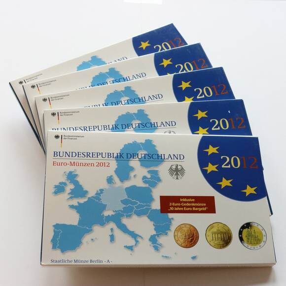 BRD 2012 Kursmünzsätze ADFGJ komplett PP