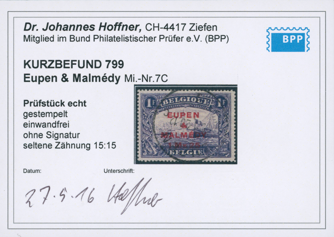 EUPEN UND MALMÉDY 1920 MiNr. 7 C