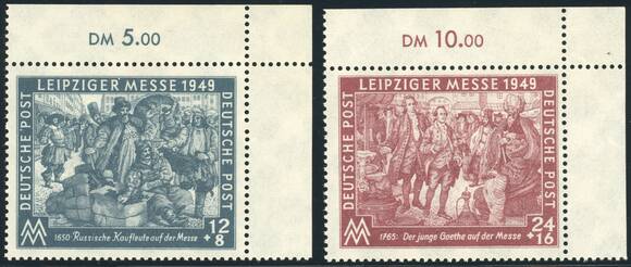 SBZ 1949 MiNr. 240-241 Bogenecken oben rechts SBZ 1949 MiNr. 240-241 Bogenecken oben rechts
