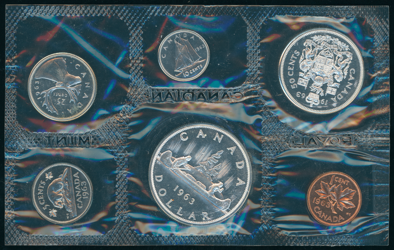KANADA 1963 offizieller Kursmünzensatz - Mintset mit vier Silbermünzen