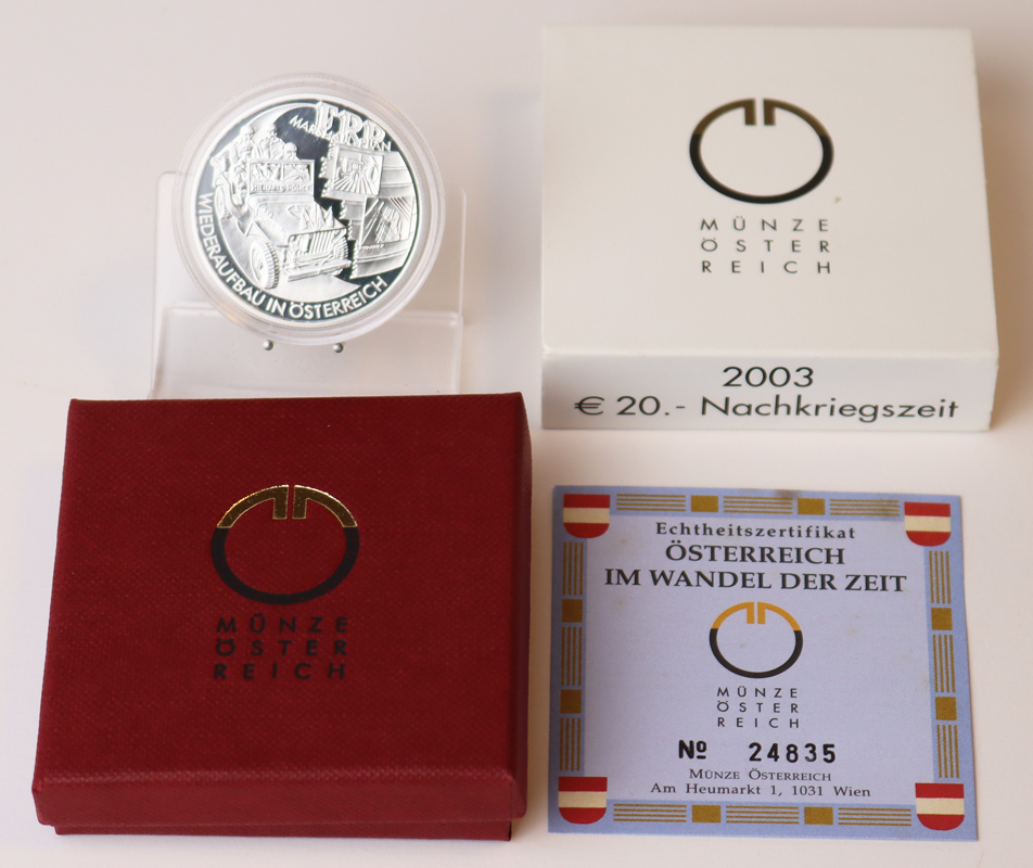 ÖSTERREICH 2003 20 Euro Nachkriegszeit PP