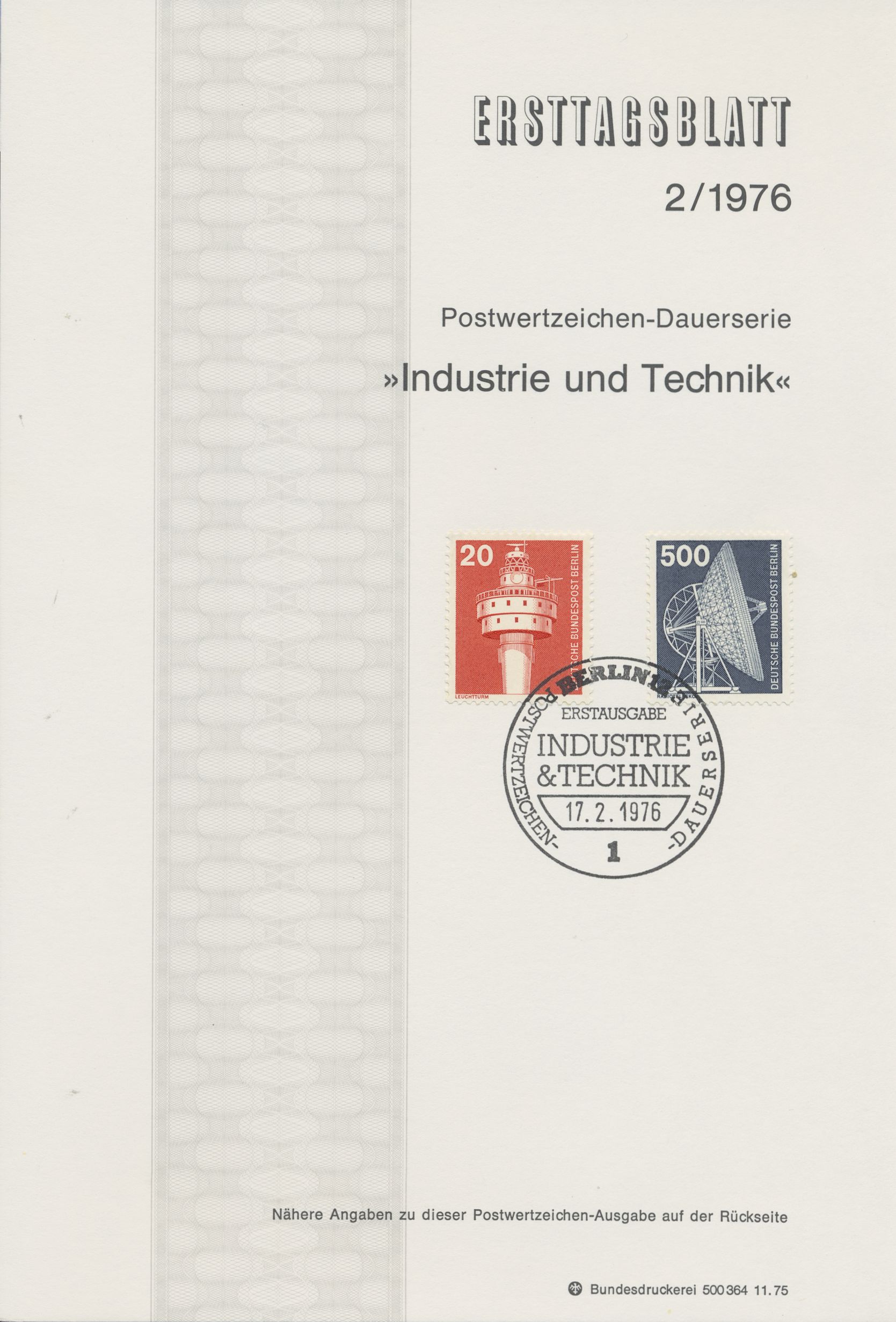 Berlin Ersttagsblätter Jahrgang 1976