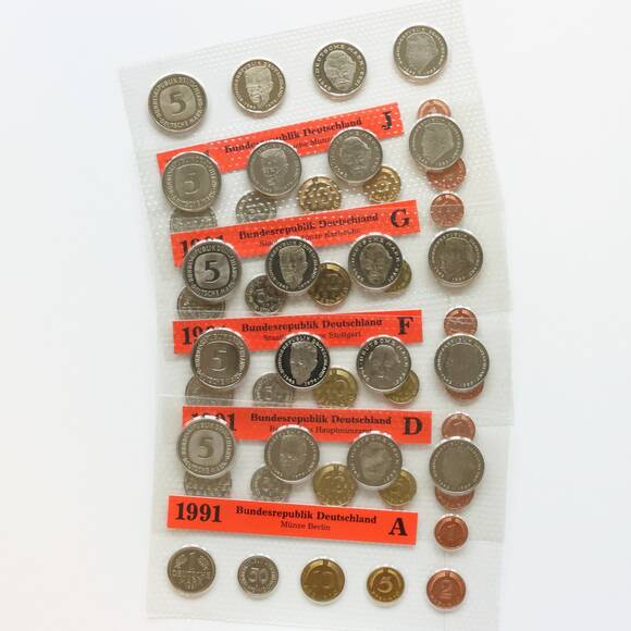 BRD 1991 Kursmünzsätze ADFGJ komplett