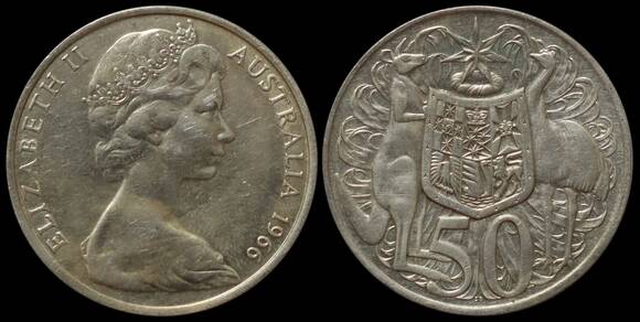 AUSTRALIEN 50 Cents Silber 1966-1967