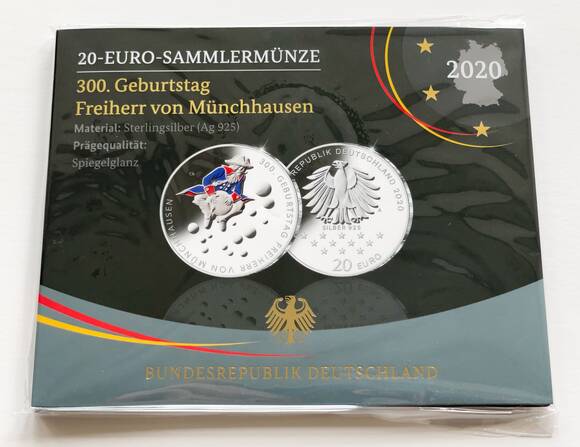 BRD 20 Euro 2020 A 300. Geburtstag Freiherr von Münchhausen PP