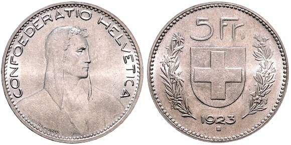 SCHWEIZ 5 Franken Alphirt 1923 B