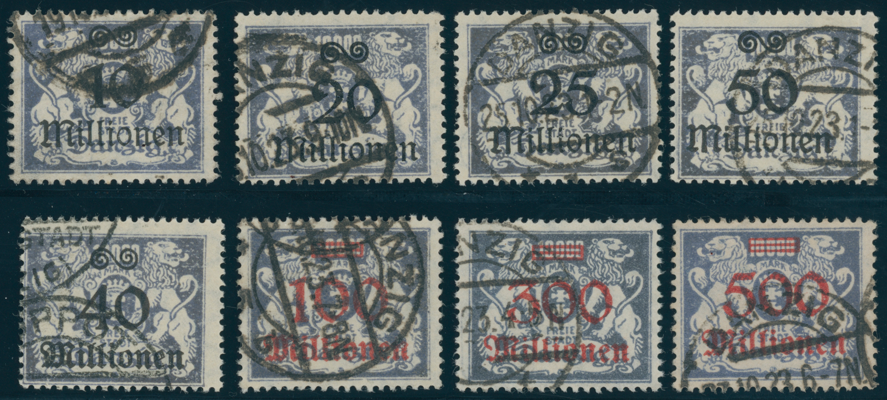 DANZIG 1923 MiNr. 169-176