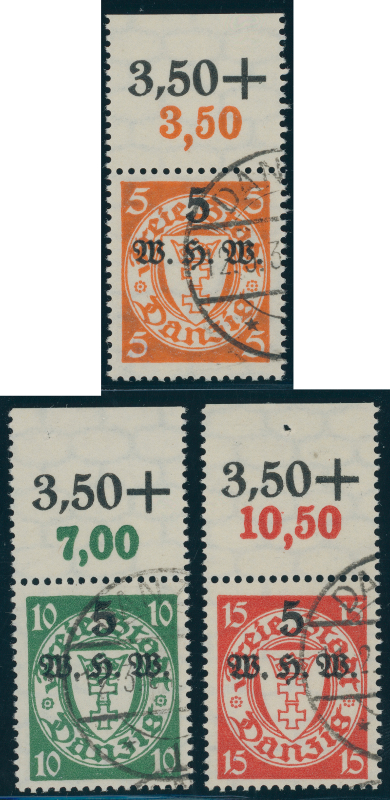 DANZIG 1934 MiNr. 237-239 Oberrandsatz