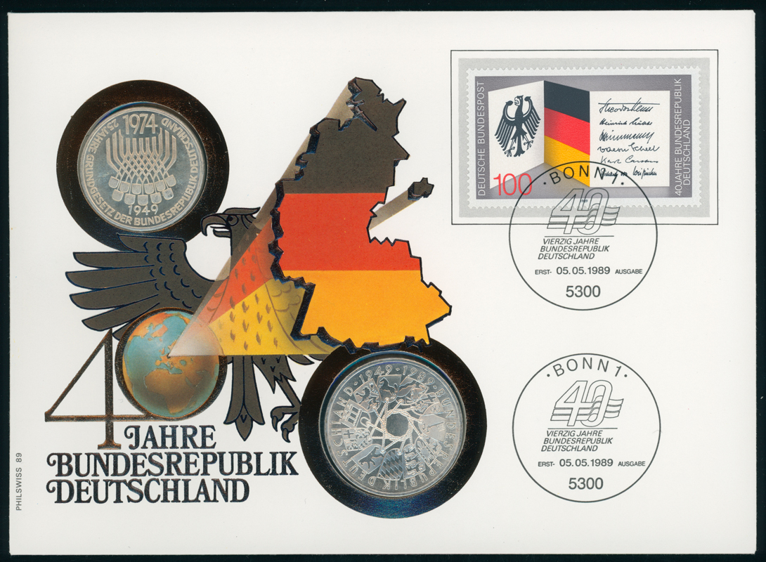 BRD 1974/1989 Numisbrief 40 Jahre Bundesrepublik Deutschland