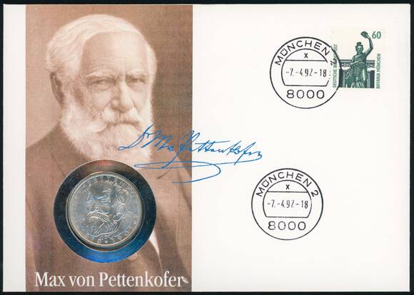 BRD 1968/1992 Numisbrief Max von Pettenkofer