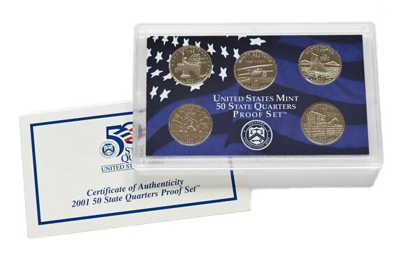 USA 2001 Proof Set 50 State Quarters 5 Münzen