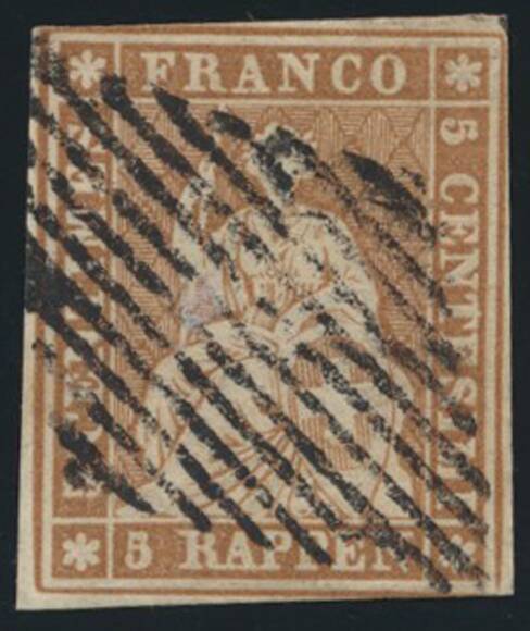 SCHWEIZ 1855 MiNr. 13 II A yn