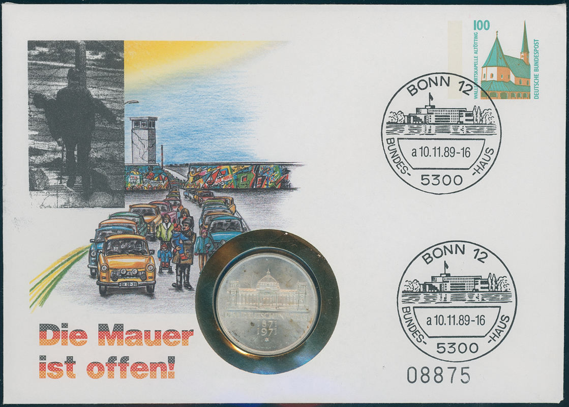 BRD 1971/1989 Numisbrief Die Mauer ist offen!
