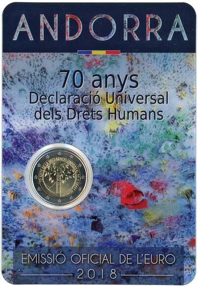 ANDORRA 2018 Coincard 2 Euro Menschenrechte ANDORRA 2018 Coincard 2 Euro Menschenrechte