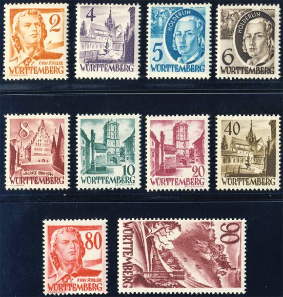 FZ WÜRTTEMBERG MiNr. 28-37 FZ WÜRTTEMBERG MiNr. 28-37