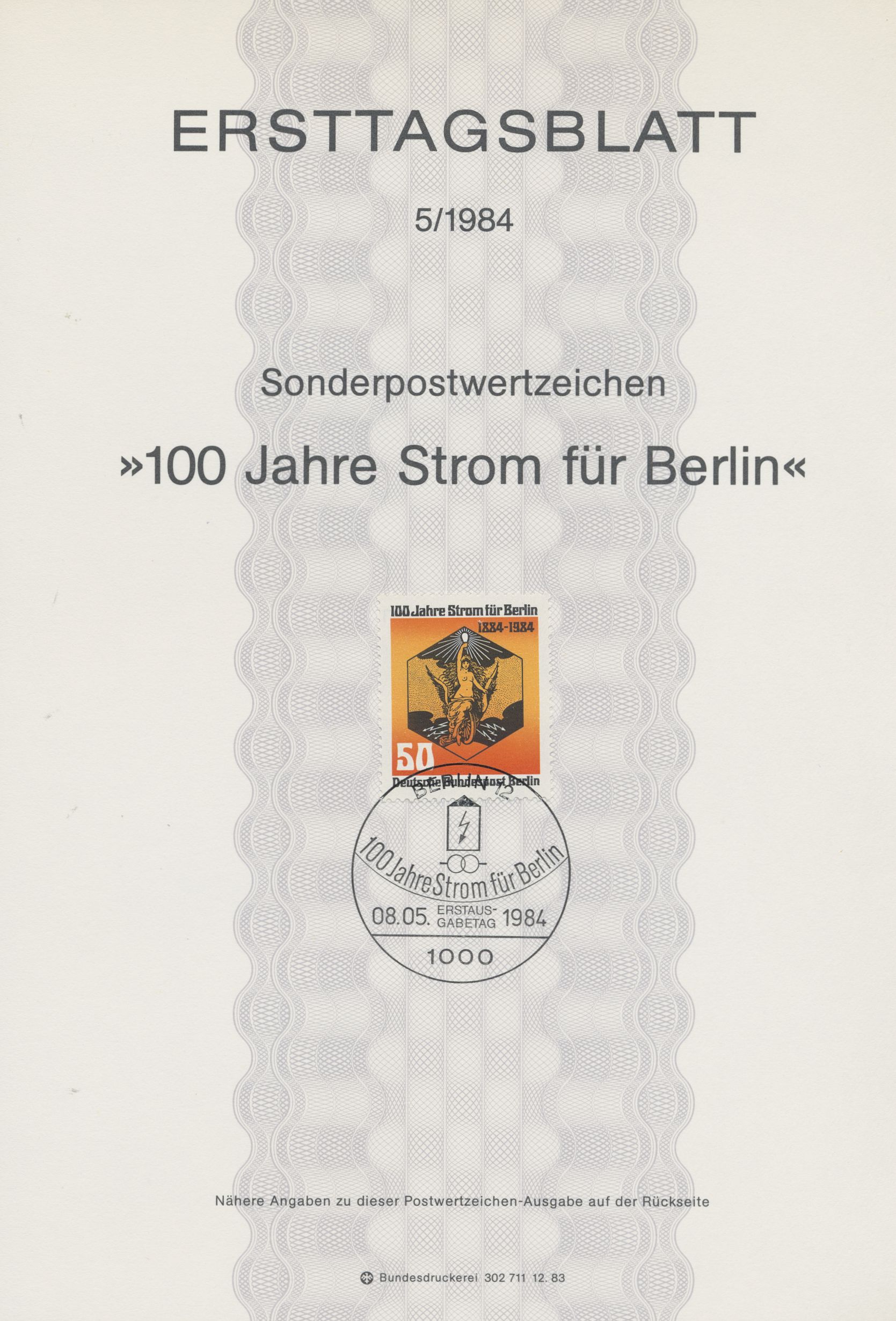 Berlin Ersttagsblätter Jahrgang 1984
