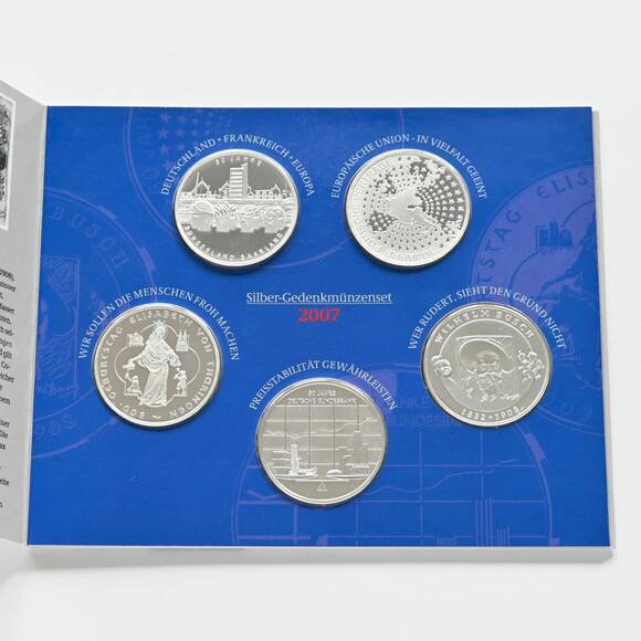BRD 2007 Silber-Gedenkmünzenset mit 5 x 10 Euro