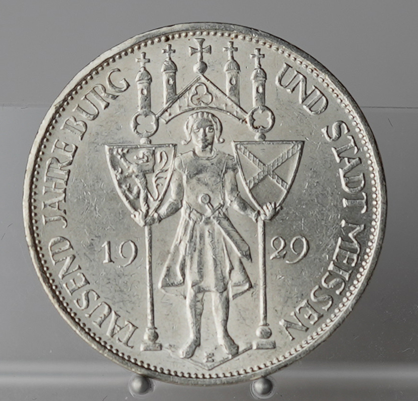 WEIMAR 3 Reichsmark, 1929 E, Meißen, Jaeger 338