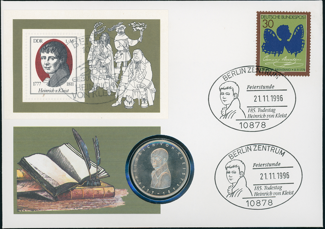 BRD 1977/1996 Numisbrief 185. Todestag Heinrich von Kleist