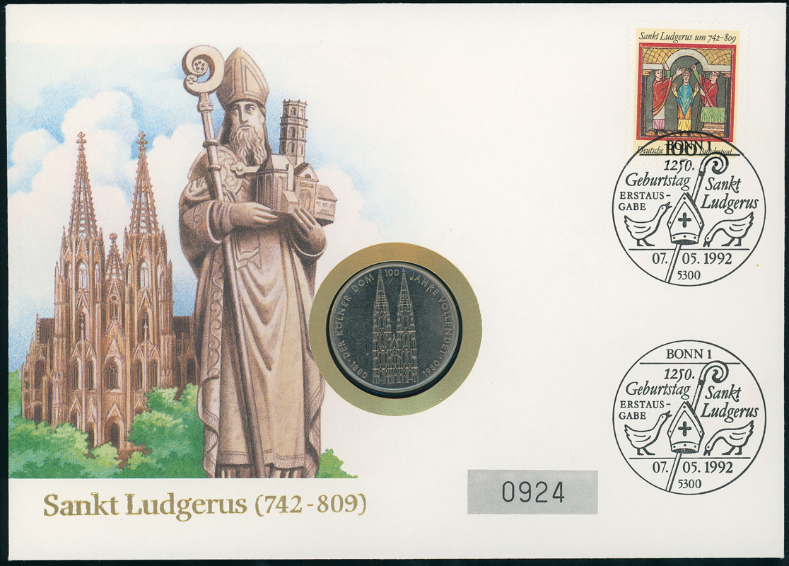 BRD 1980/1992 Numisbrief Sankt Ludgerus (742-809) BRD 1980/1992 Numisbrief Sankt Ludgerus (742-809)