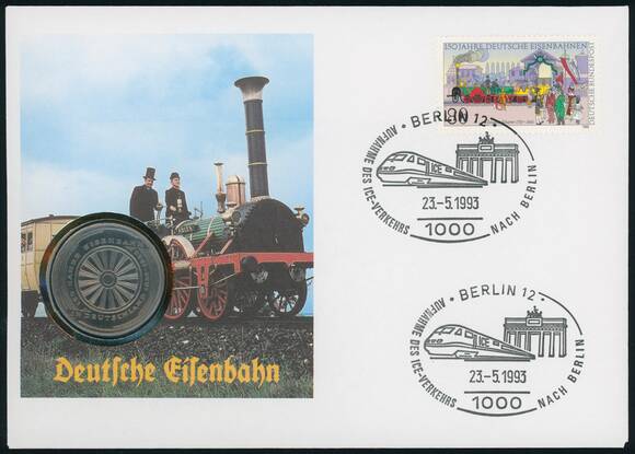 BRD 1985/1993 Numisbrief Geschichte der Deutschen Eisenbahn