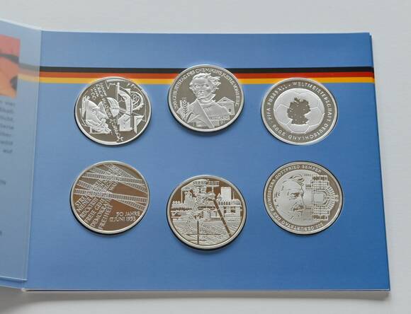 BRD 2003 Silber-Gedenkmünzensatz mit 6 x 10 Euro