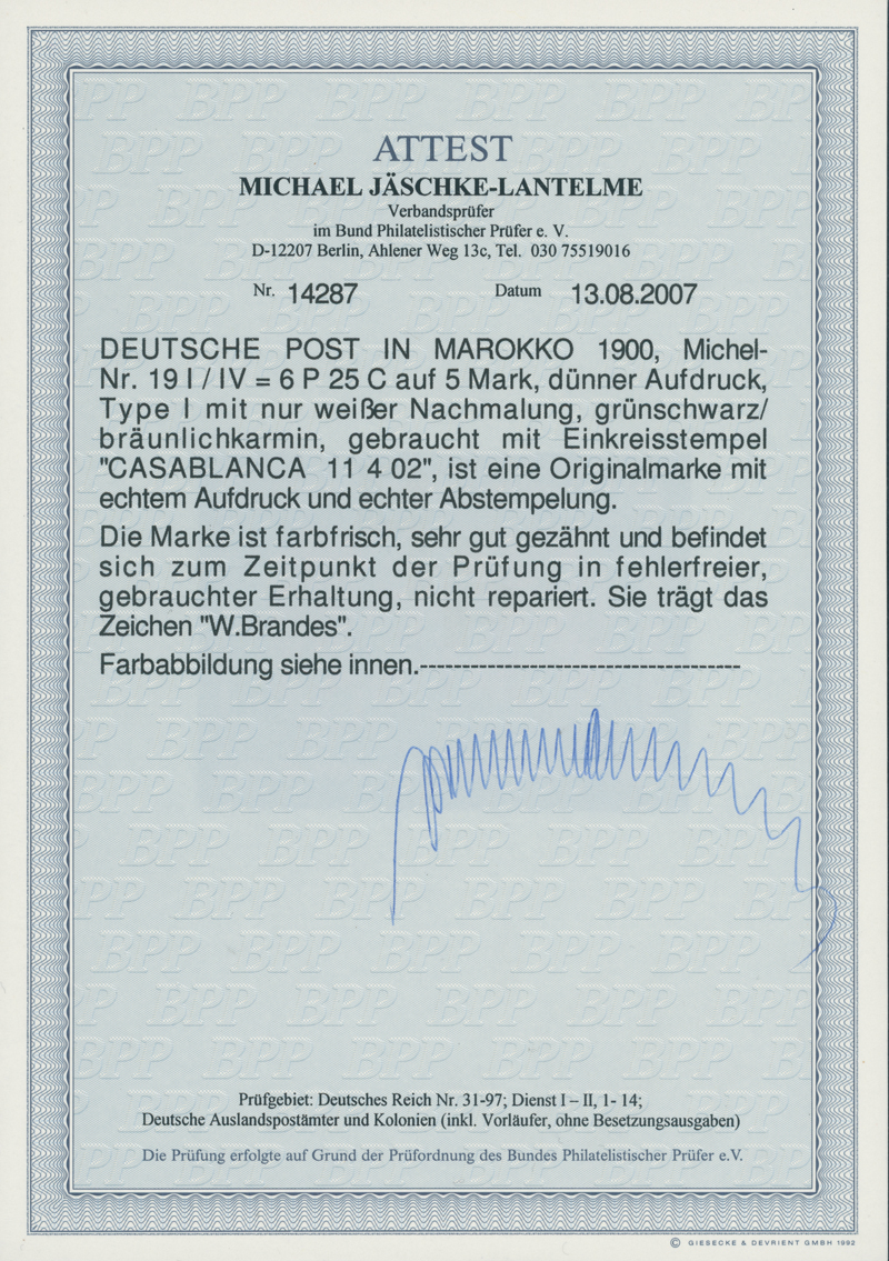DP MAROKKO 1900 MiNr. 19 I / IV