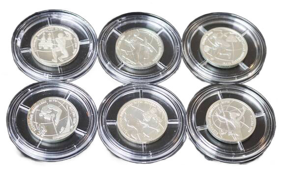 RUSSLAND 6 x 1 Rubel Silber 1998 Weltjugendspiele in Moskau
