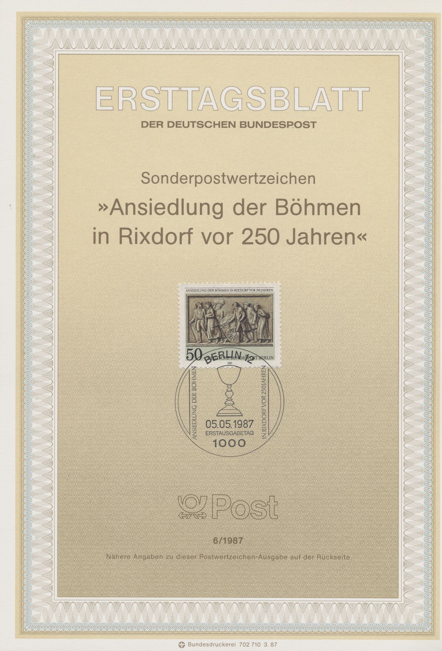 Berlin Ersttagsblätter Jahrgang 1987