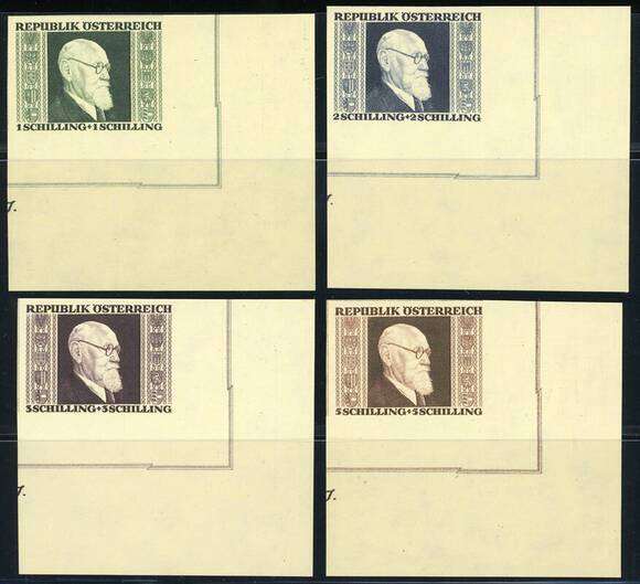 ÖSTERREICH 1946, MiNr. 772-775 B Luxusbogenecken UR
