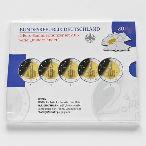 BRD 2015 Serie Bundesländer Hessen 5 x 2 Euro PP