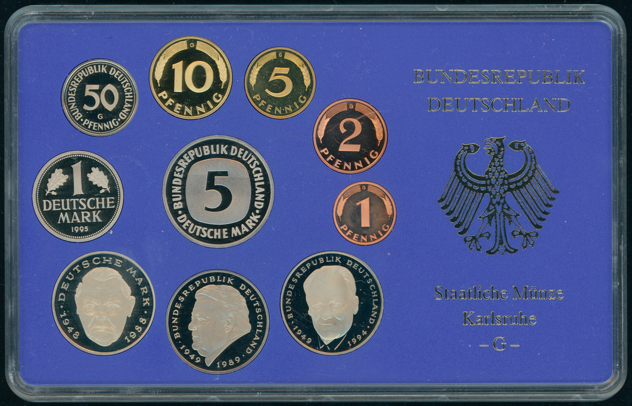 BRD 1995 Kursmünzensatz Prägebuchstabe G (Karlsruhe) PP
