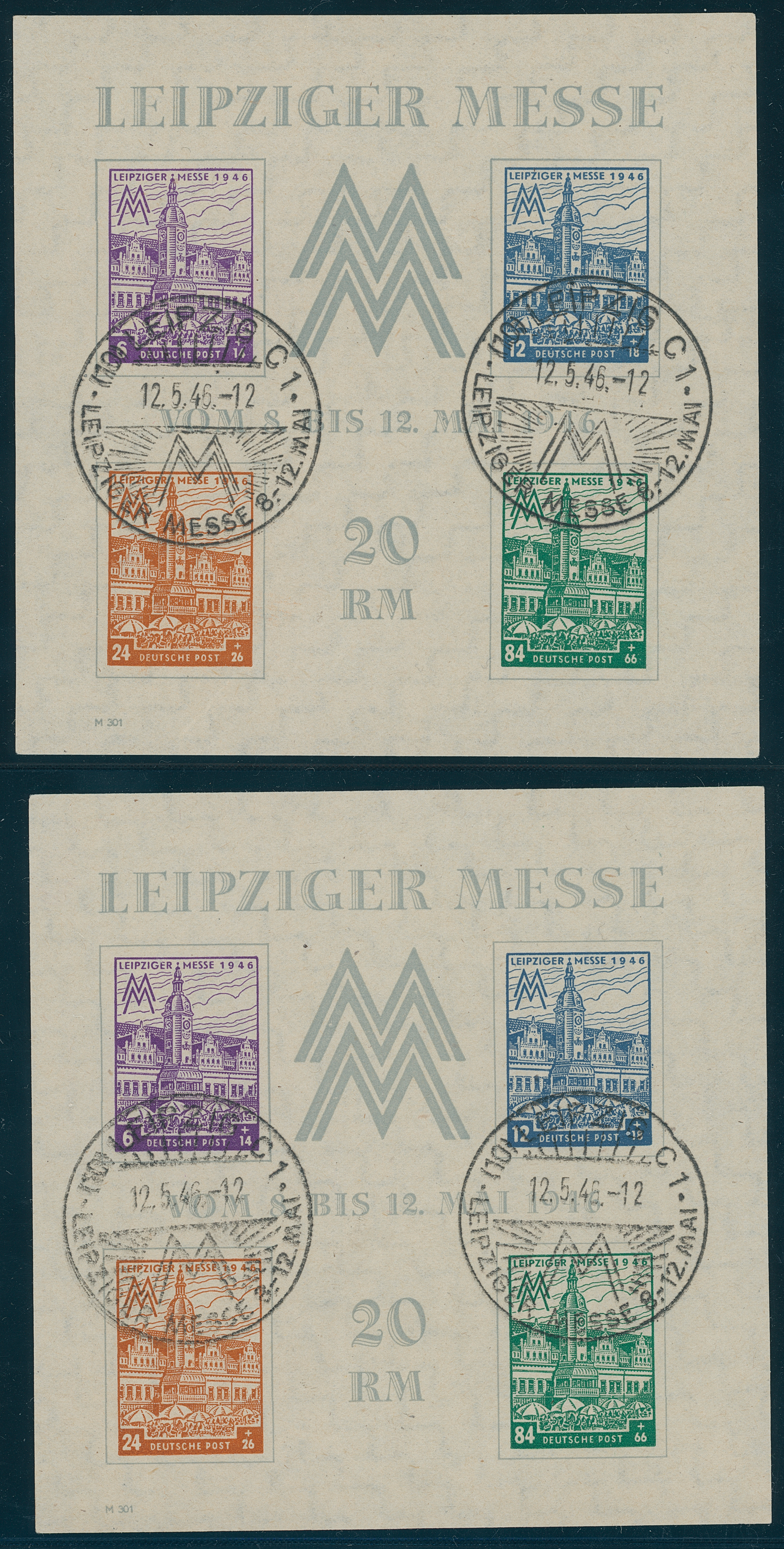 SBZ Block 5 a X/Y Blockpaar mit Sonderstempel SBZ Block 5 a X/Y Blockpaar mit Sonderstempel