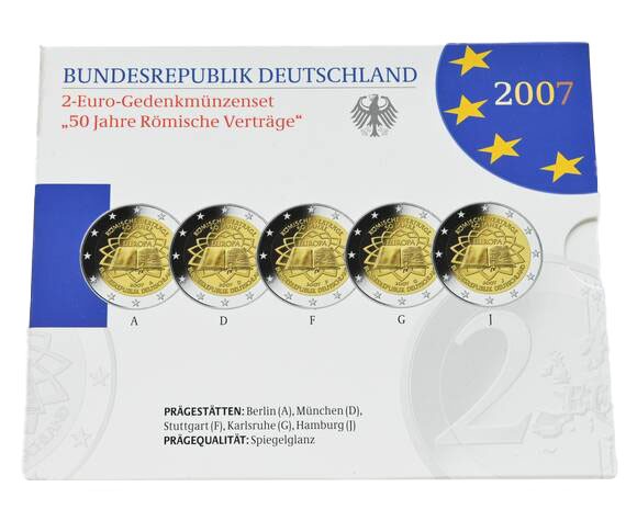 BRD 2007 50 Jahre Römische Verträge 5 x 2 Euro PP BRD 2007 50 Jahre Römische Verträge 5 x 2 Euro PP