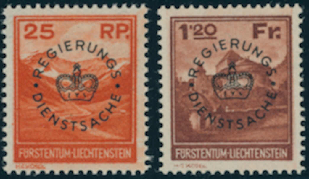 LIECHTENSTEIN 1933 Dienst MiNr. D 9-10