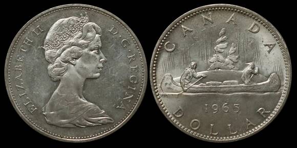 KANADA Silberdollar 1965 Kanu