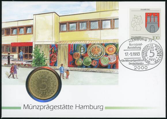 BRD 1951-1974/1993 Numisbrief Münzprägestätte Hamburg