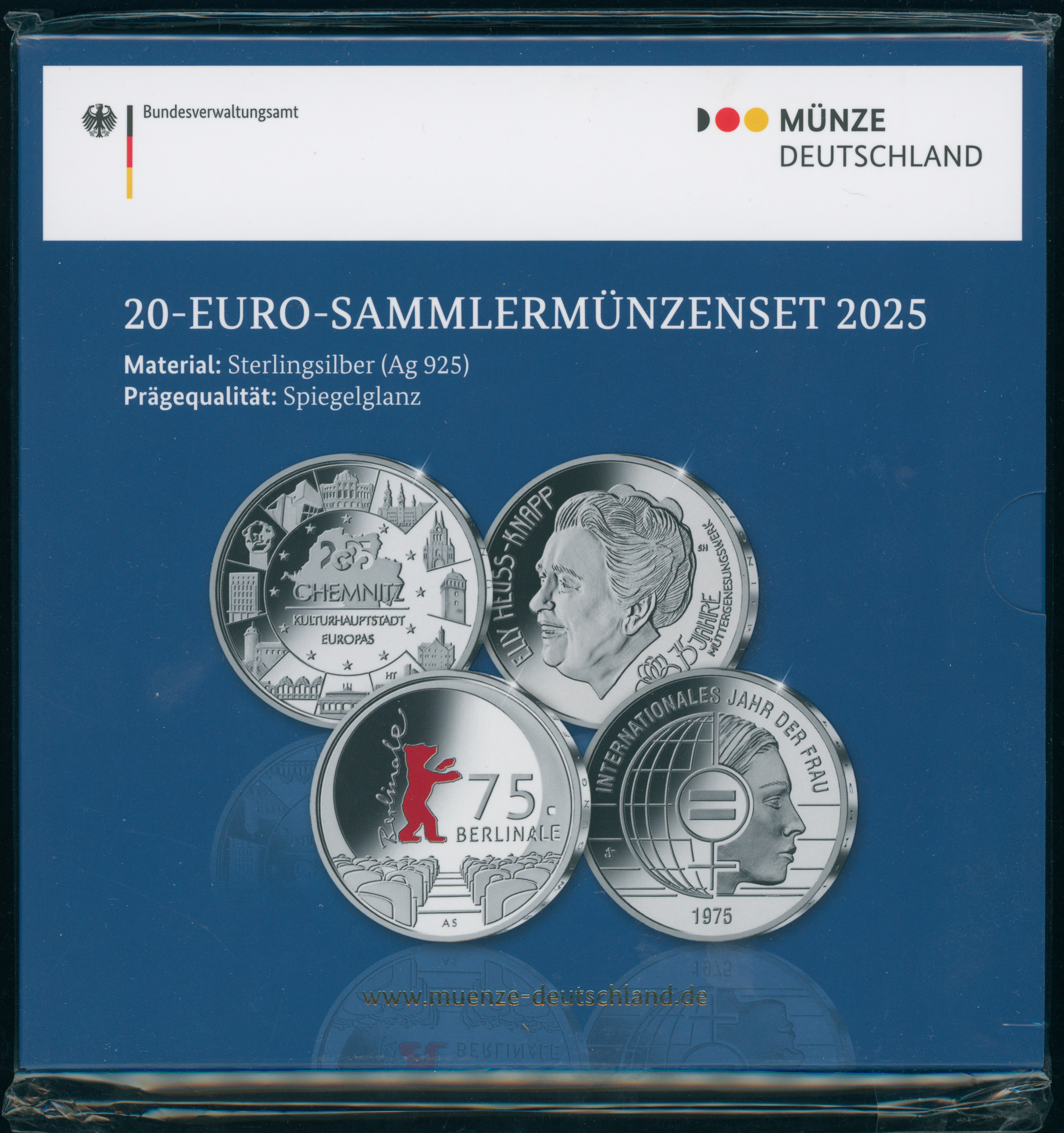 BRD 2025 4 x 20 Euro Euro Sammlermünzenset PP