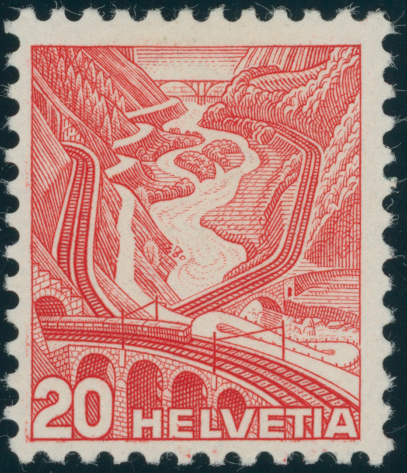 SCHWEIZ 1936 MiNr. 301 y I, glatter Gummi mit guter Type