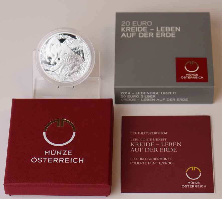 ÖSTERREICH 2014 20 Euro Kreide - Leben auf der Erde PP