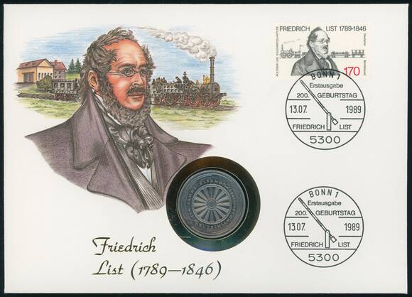 BRD 1985/1989 Numisbrief 'Friedrich List'