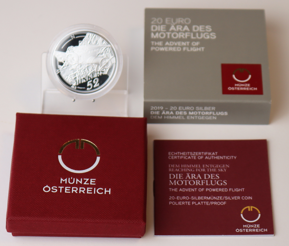 ÖSTERREICH 2019 20 Euro Die Ära des Motorflugs PP