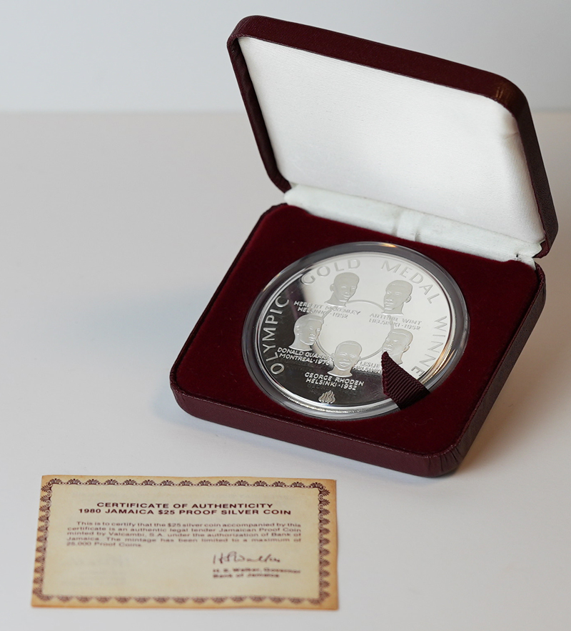 JAMAICA 25 Dollars 1980 Olympische Spiele Goldmedaillen-Gewinner