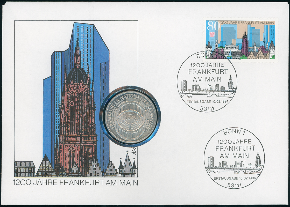 BRD 1973/1994 Numisbrief 1200 Jahre Frankfurt am Main