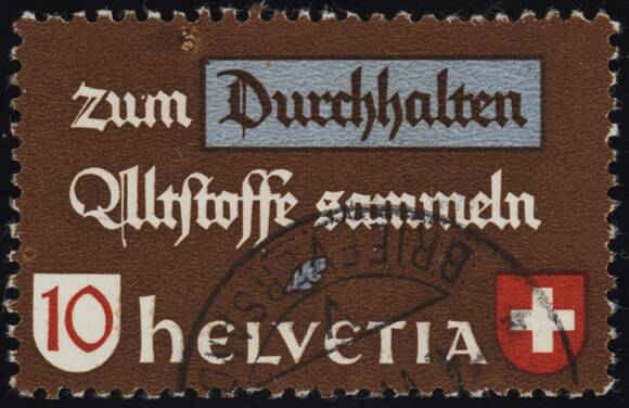 SCHWEIZ 1942 MiNr. 405 VIII guter Plattenfehler SCHWEIZ 1942 MiNr. 405 VIII guter Plattenfehler