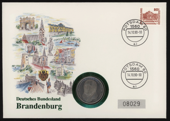 BRD/DDR 1981/1990 Numisbrief Deutsches Bundesland Brandenburg